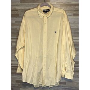 Ralph Lauren Mens Large Button Down Shirt Yellow Long Sleeves 17 / 34-35 #212